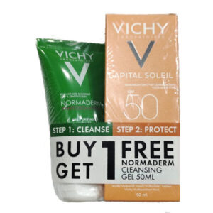 Vichy Capital Soliel SPF 50 Fluid 50 ml + Normaderm Cleansing Gel 50 ml Free
